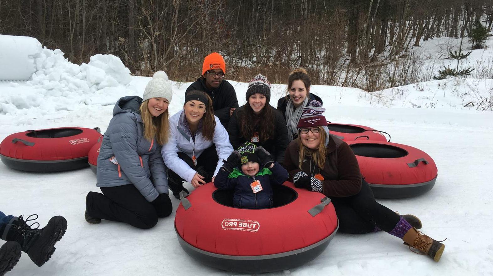 Springfield College students go snow tubing as part of the Office of Student Activities Events